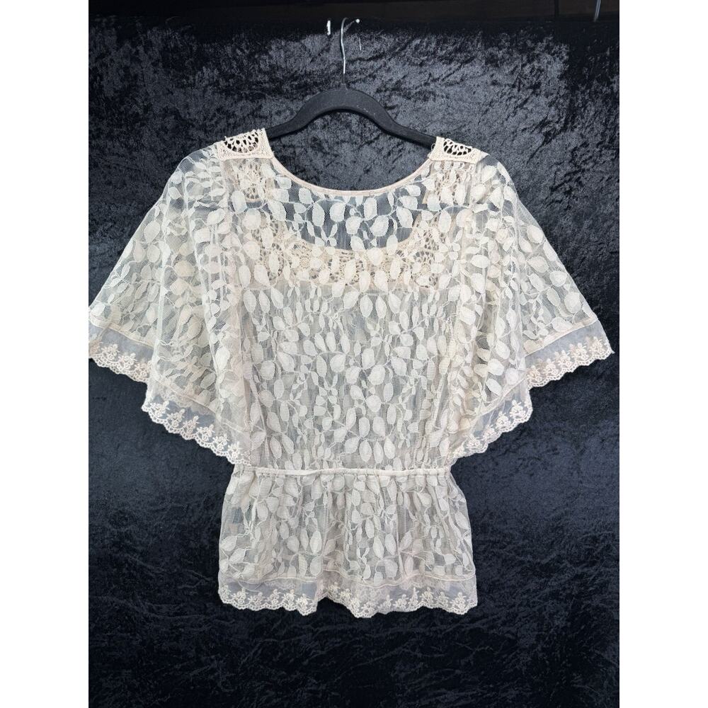Cynthia Rowley Lace Blouse Women’s Sz S Crochet Boho Coquette Romance Date - Picture 3 of 7